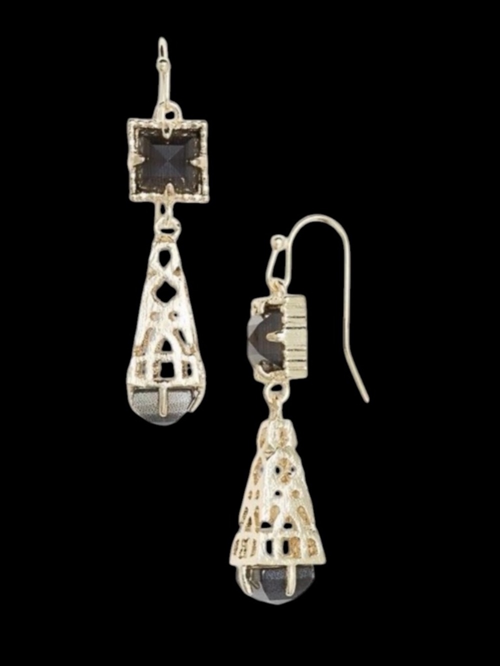 Kendra Scott Vintage Leslie Gold & Grey Cat’s Eye Earrings